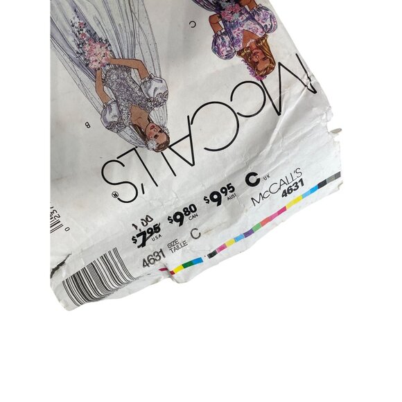 80s McCalls 4631 Sewing Pattern Size 10-12-14 Bridal Bridesmaids Gown Dress CUT - Picture 2 of 6